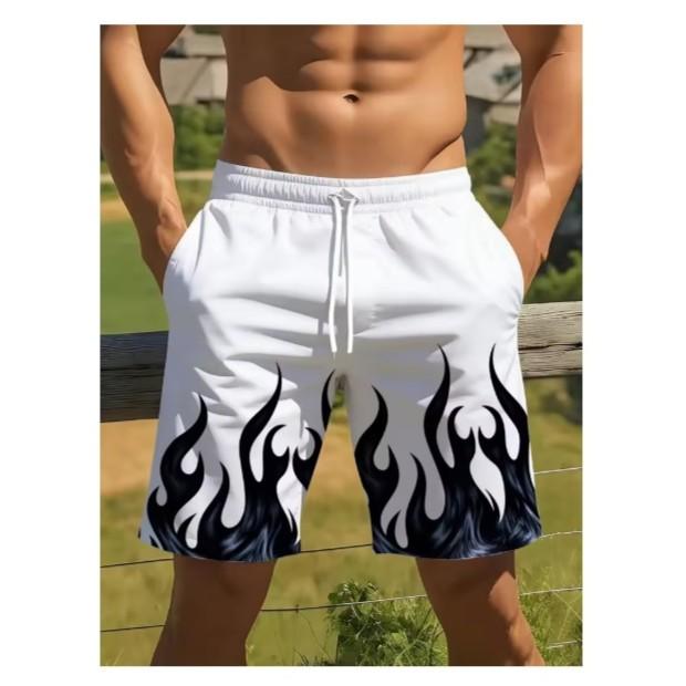 Shorts Fire Flame Blue Green White 3D Print Training Muay Thai Kickboxing Boxing MMA Unisex Sport Gym Fitness Workout Quick Dry Elastic Waist