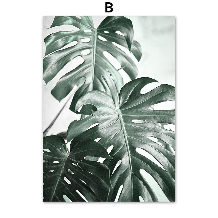 Posters And Prints Nordic Green Plant Monstera Forest Lake Mountain Wall Art Canvas Painting Pictures For Living Room Home Decor