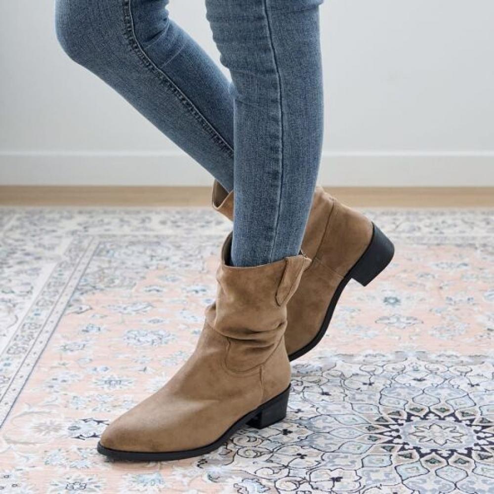 Jisyu Suede Fleece Lined Evia Western Boots 4cm
