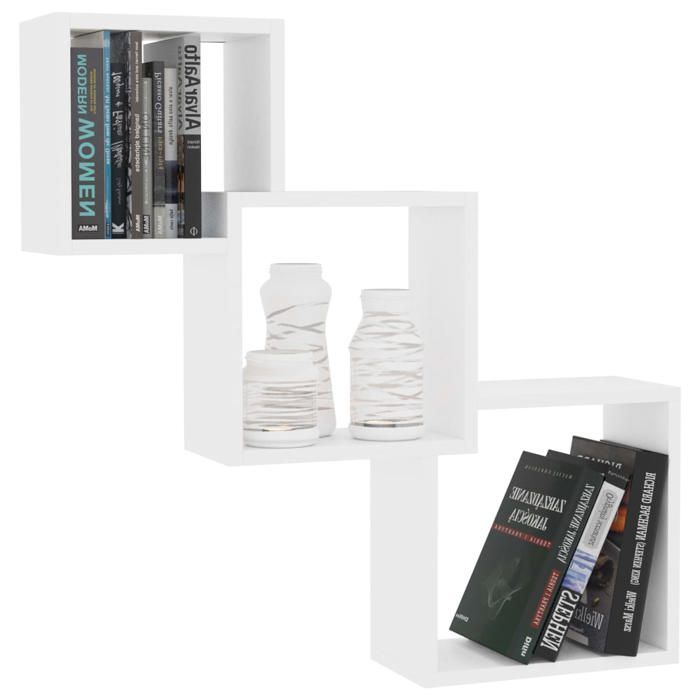 VidaXL Étagères Murales Cubiques Étagères Flottantes Étagères Suspendues Cuisine Salon Chambre Maison Intérieur Blanc Bois 800270