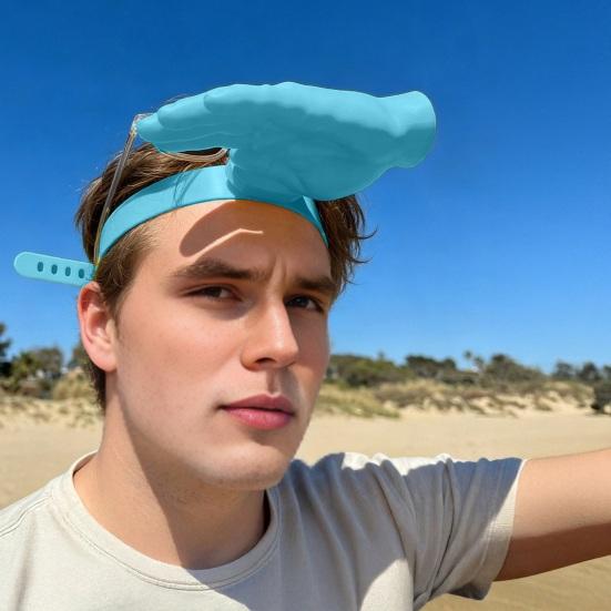 Yellow Palm-Shaped Sun Hat Creative UV Protection Hat Trendy and Funny Elastic Sun Hat Blocks Direct Sunlight Comfortable Summer Hat for Travel Beach