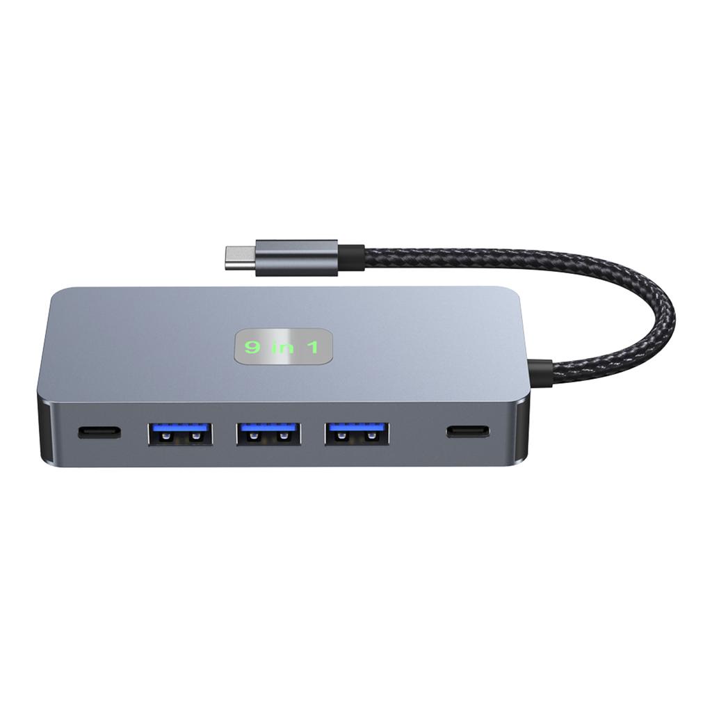 9 In 1 TYPE-C To RJ45 (Gigabit)+USB3.0*3+HDMI+USB-CS Data+PD100W+SD/TF MacBook