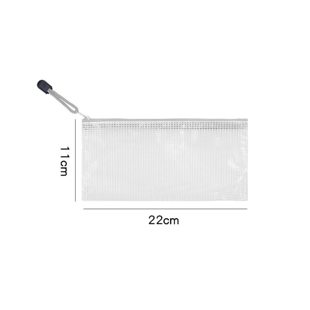 Waterproof Pen Bag PVC File Bag Multipurpose Mesh Zipper Pouch Students