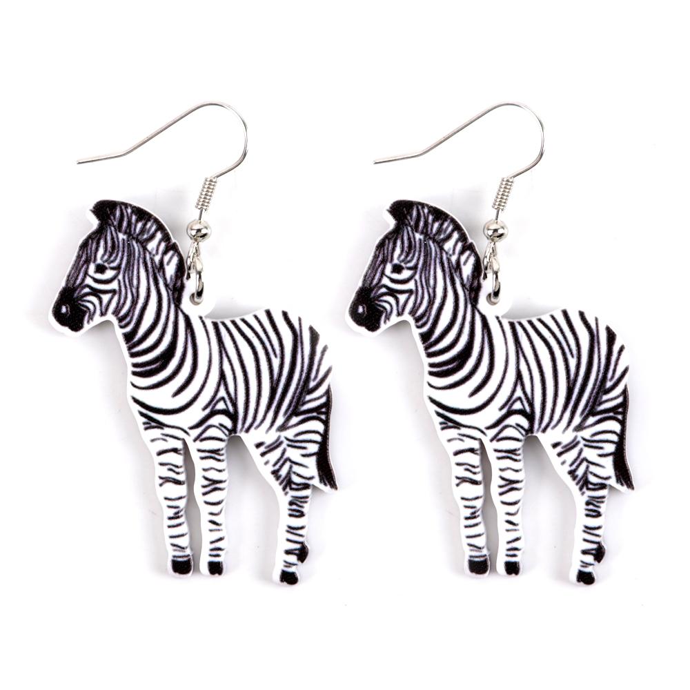 2025 Funny Colorful Zebra Acrylic Women's Earrings Creative Cartoon Horse Animal Printing Drop Dangle Earring Cute Jewelry Gifts