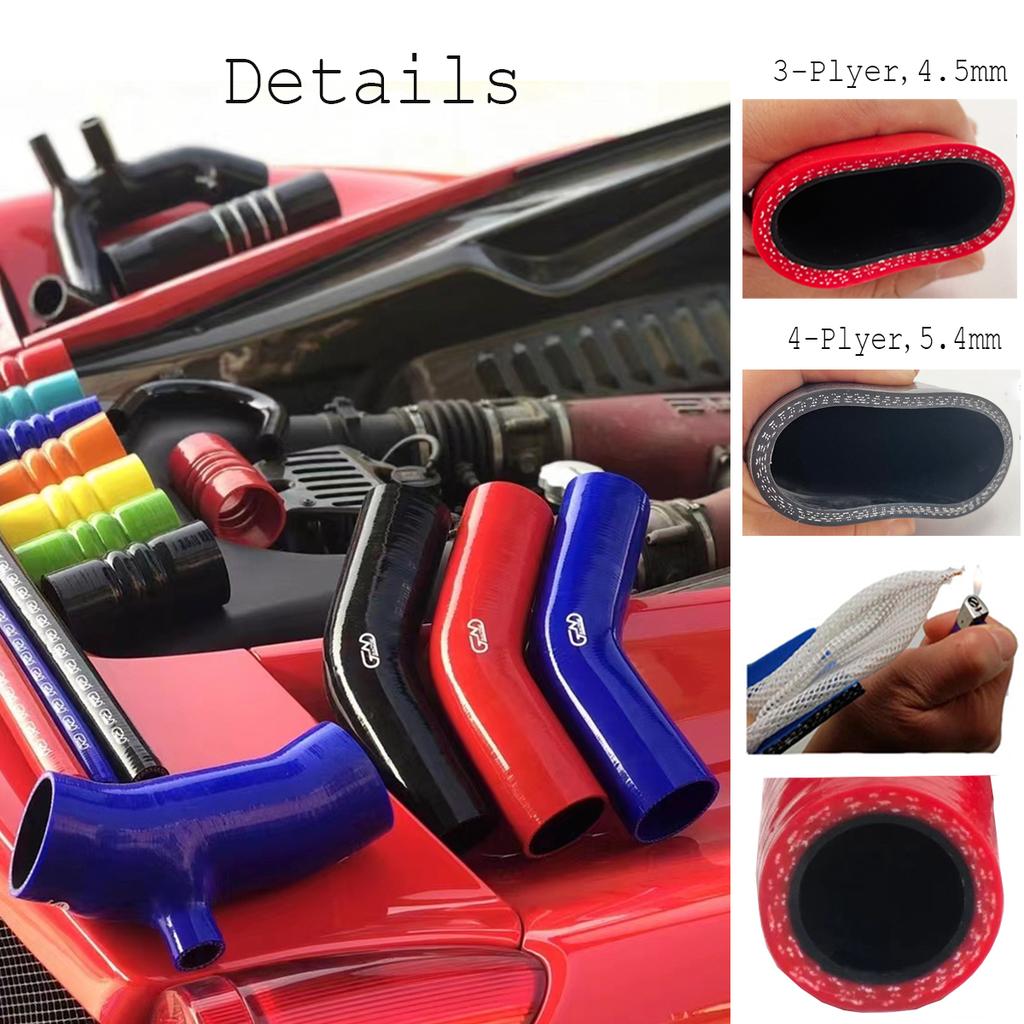 ID76 Hump Silicone Tubing Hose Hump Straight Connector Car Intercooler Turbo Intake Pipe Coupler Black Length 76mm Universal