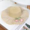 Соломенная шляпа с широкими полями и кружевным бантом, пляжная шляпа от солнца для женщин, красивая шляпа от солнца
