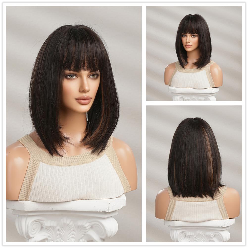 BLONDE UNICORN Синтетический парик пикси, черные парики для женщин, высокотемпературное волокно, прямые волосы, ежедневное использование для косплея