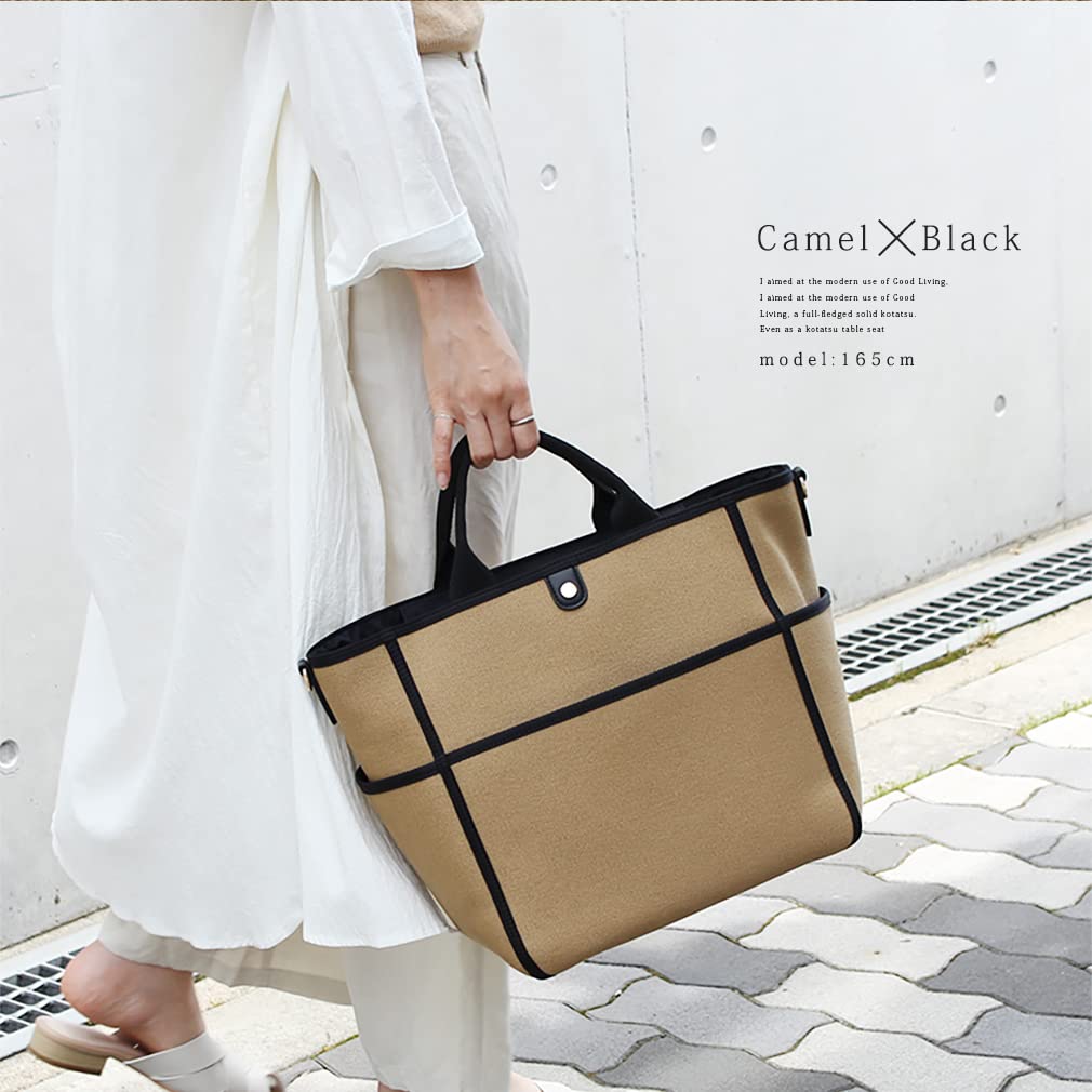 Gratante Холщовая сумка-тоут, двусторонняя, 24 унции, пригородная сумка [Gratante] Женская abb-g0018 (Черный верблюд)