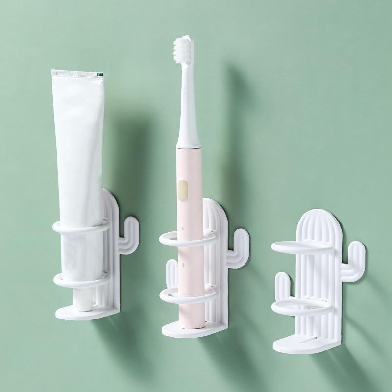 Неперфорированный держатель для зубных щеток, милый кактус, экономящий место, настенный водонепроницаемый и сливной держатель для зубных щеток