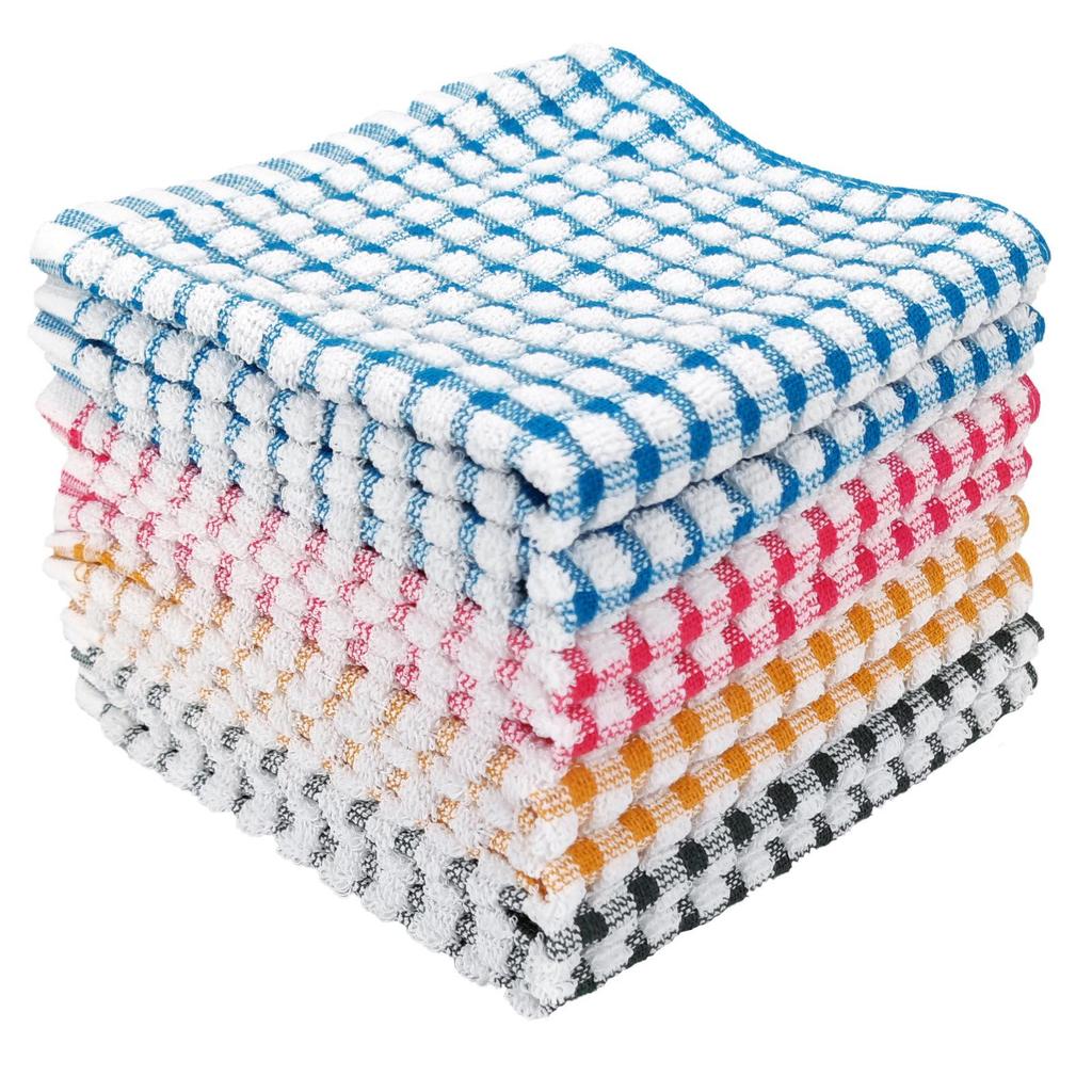 Waffle Plaid Dishcloth Set: Napkin, Tea Towel, Kitchen Towel, Scouring Pad, Cleaning Cloth.