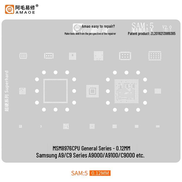 Amao Подходящий трафарет для паяльной пасты для Samsung S20/S21/A70/A90/J720/S10+/Note10 Многоцелевой чип