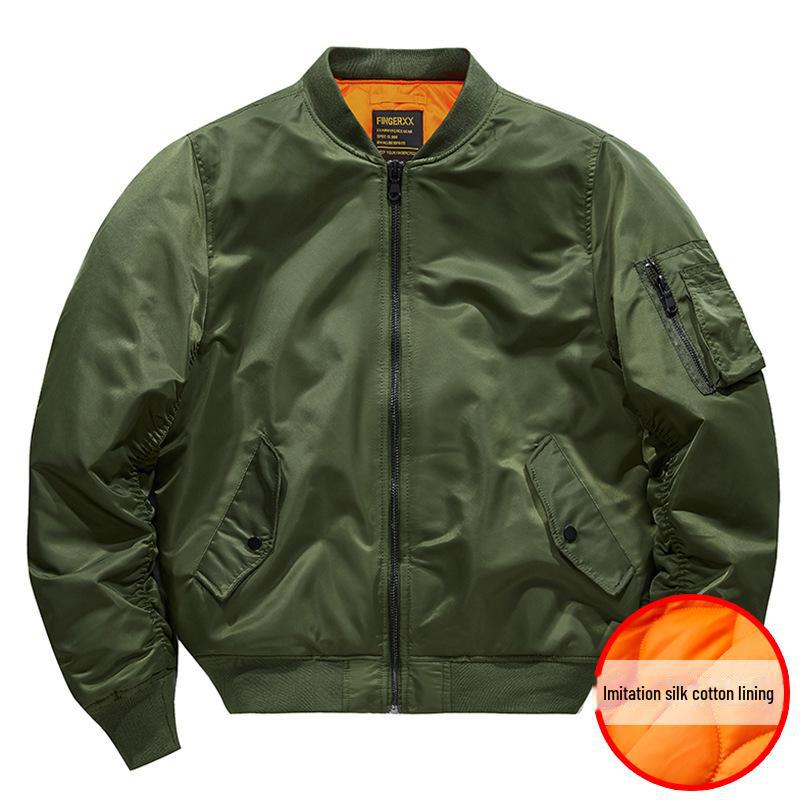 Унисекс Douyin MA-1 Pilot Jacket с хлопком, утолщенный бейсбольный воротник