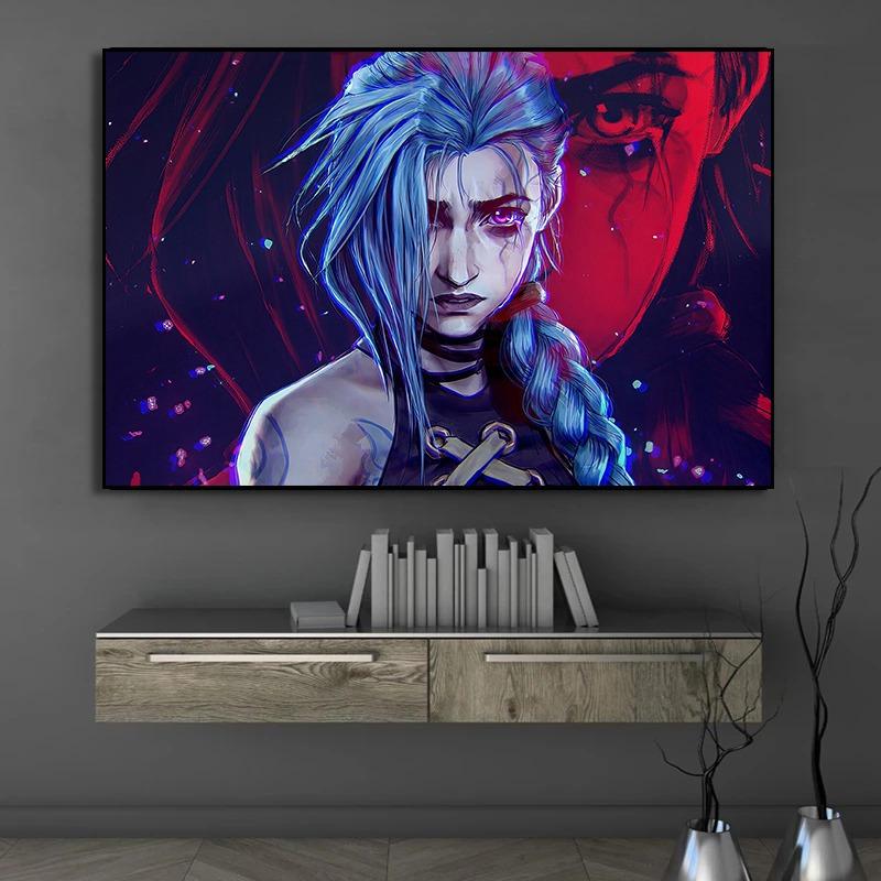 Аркейн Лига Легенд Сериал Постер Принт Холст Искусство Картины Дом для Гостиной и Игровой Комнаты Настенный Декор Бескаркасная Картина