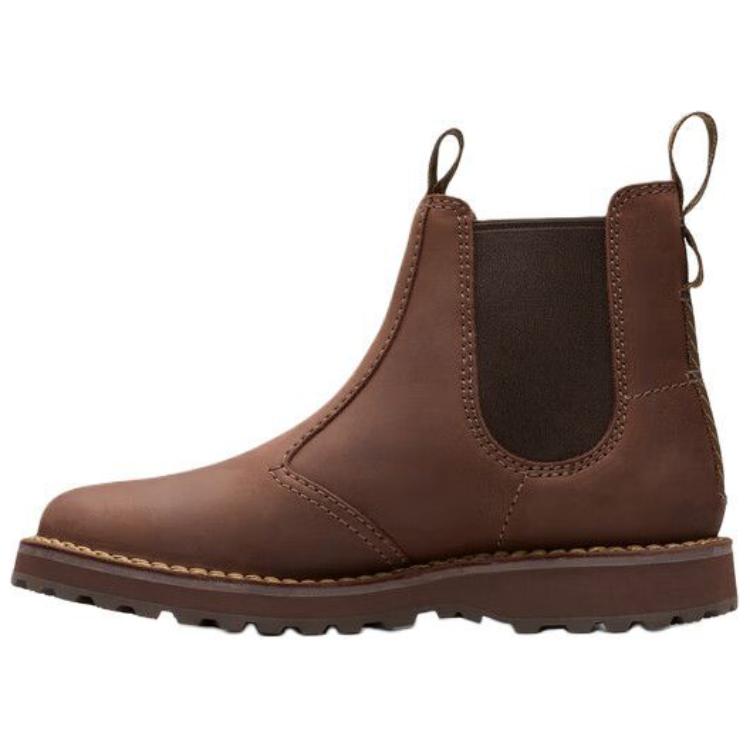 Clarks Двухслойные кожаные круглые ботинки-челси средней длины, легкие, на каблуке 3 см, мужские, коричневые 261789887