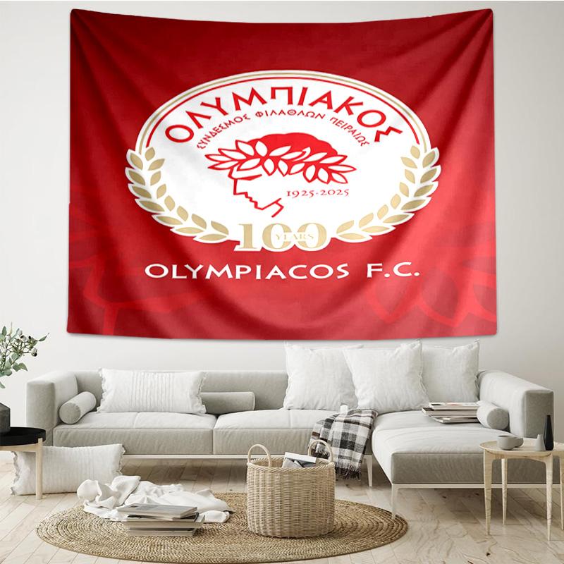 Olympiacos Fc: Red And Black Pride Tapestry Room Decoration Wall Hanging for Living Room Bedroom, dormitory, Birthday and Christmas gifts