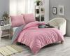 Parure de lit - TRENDY - Rose - 140x200cm - 80% Coton - 20% Polyester