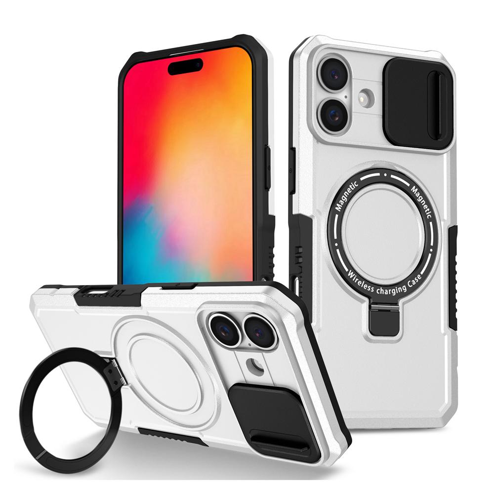 KEYSION Чехол-подставка с магнитным кольцом для MagSafe для iPhone 16 Pro Max Slide Camera Protection Противоударный чехол для телефона iPhone 16