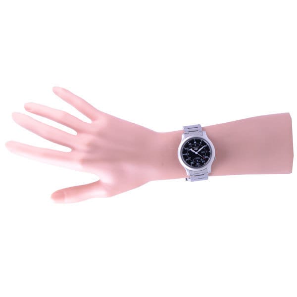 Seiko Men's SNK809K1 (Seiko5 Self-winding Yellow Black Dial Silver Belt) Round Watch Silver Analog