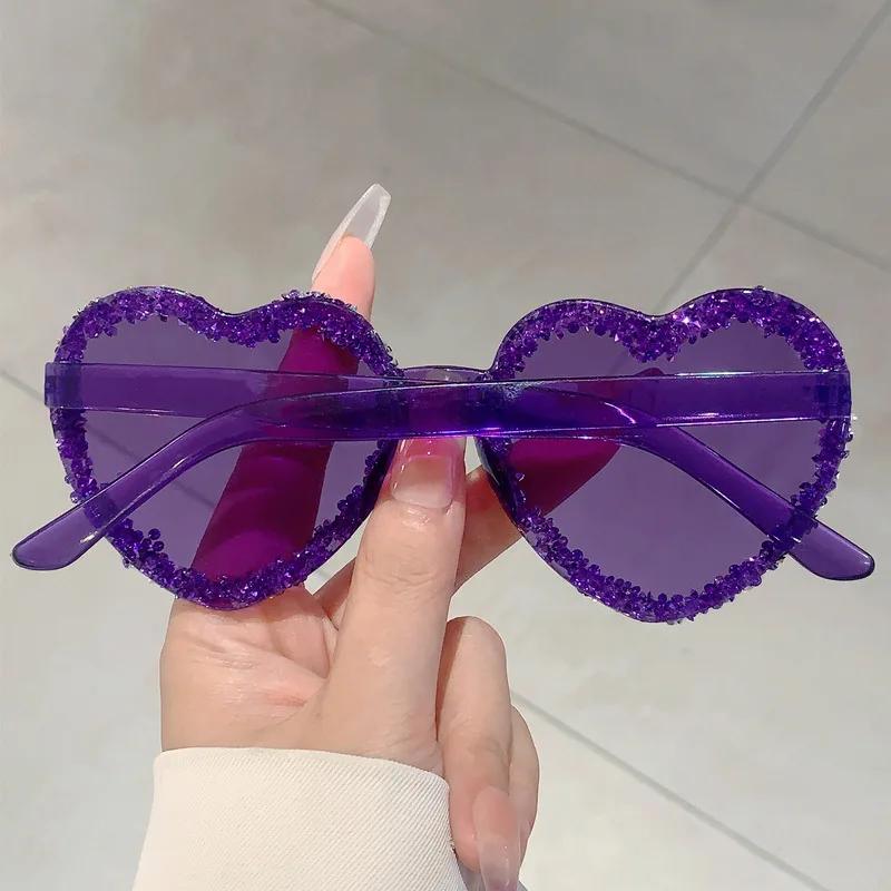 Популярные солнцезащитные очки Y2K Vintage Love Heart для женщин и мужчин, роскошные дизайнерские солнцезащитные очки Punk Diamond Candy Pink Party Shades