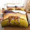 Tiger Bedding Set Soft Polyester Soft Velvety Washable Jungle Theme Duvet Cover Leopard Luxury for Boys Gift Bedroom Decoration