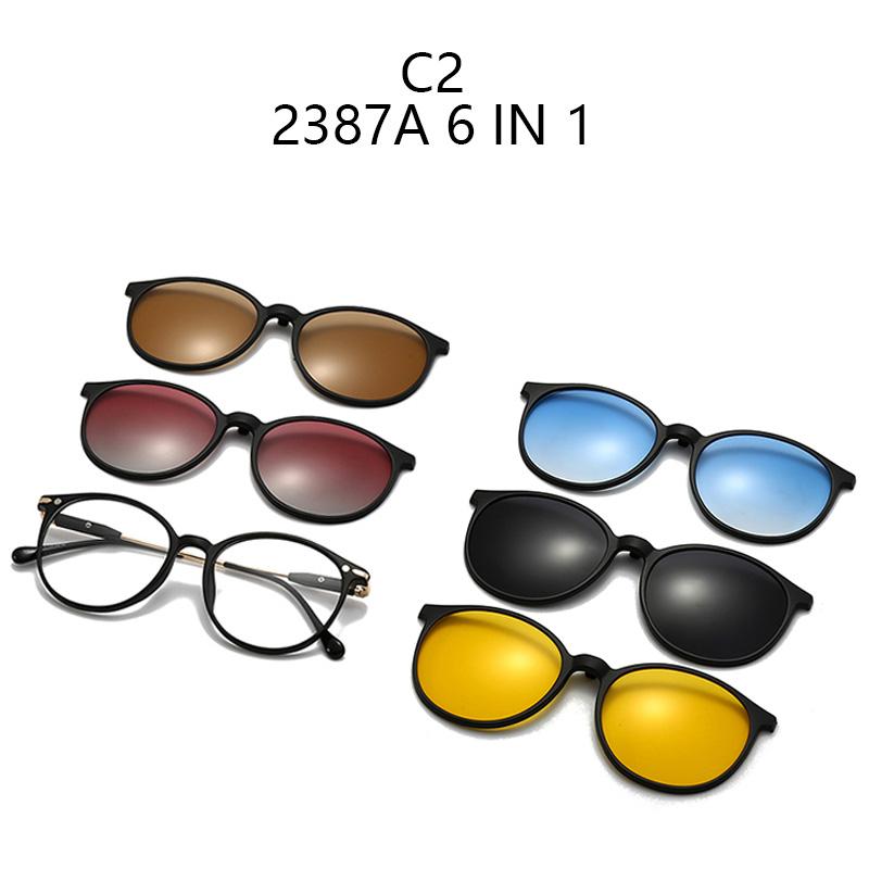 Oval Frame 6 In 1 Frame Women Myopia Sunglasses Fashion Magnetic Clip On Glasses Prescription Eyeglas