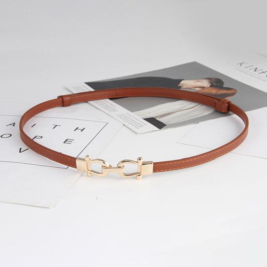 Женский тонкий тонкий ремень, пара пряжок, дизайн талии, поясной ремень с золотой пряжкой, регулируемая длина, ремень из искусственной кожи, аксессуары для одежды