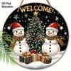 Деревянная приветственная табличка в деревенском стиле на Рождество с узором снеговика - Круглая табличка Navidad для входной двери, настенный декор - Идеальное рождественское украшение