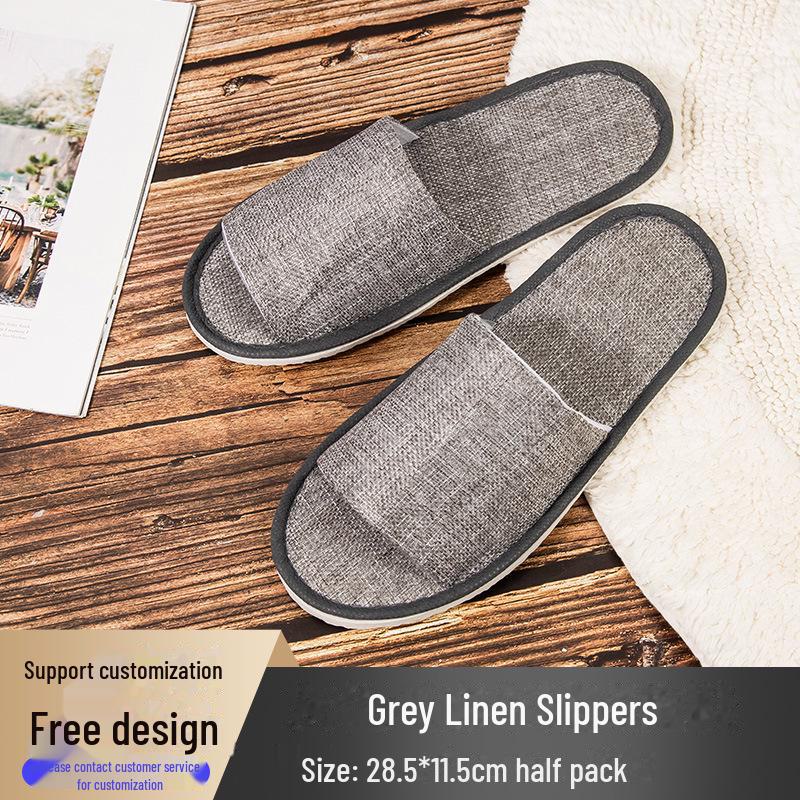 Четырехсезонные нескользящие тапочки из хлопка и льна для отелей и салонов красоты