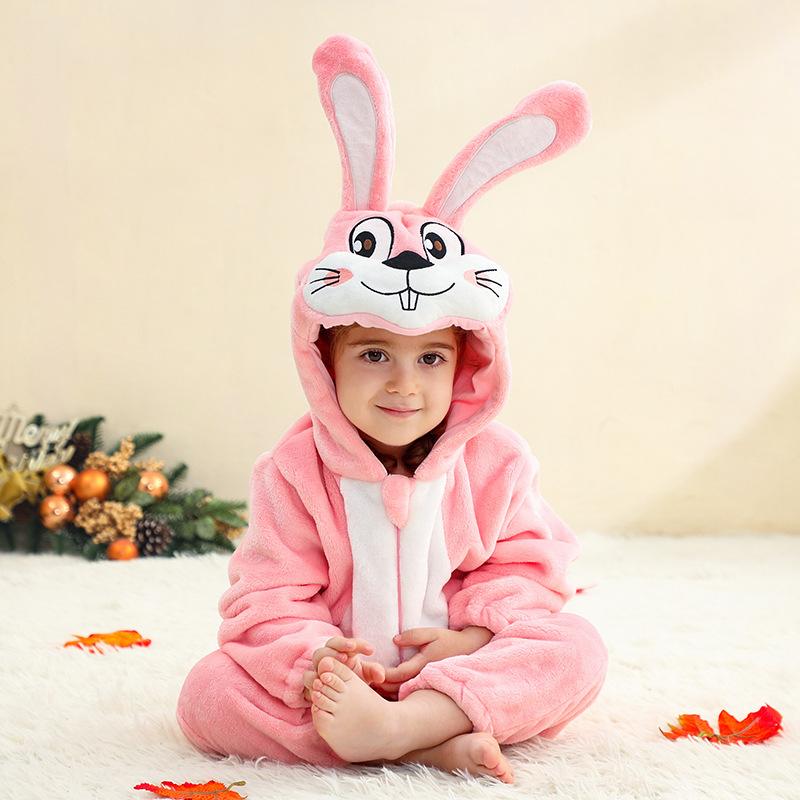 Infant and Toddler Flannel Animal Jumpsuit, Children's Climbing Suit, Baby Cartoon Style Performance Suit