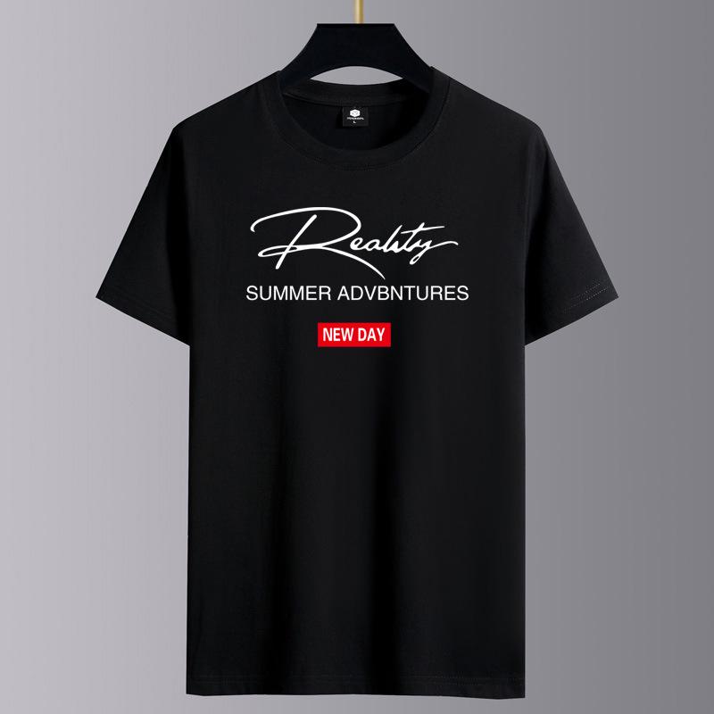 Мужская модная повседневная футболка свободного кроя с круглым вырезом и коротким рукавом