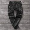 Chinese Size Vintage Gray Genuine Cowhide Leather Pants Men Motorcycle Biker Leather Trousers Autumn Winter Men Leather Pants