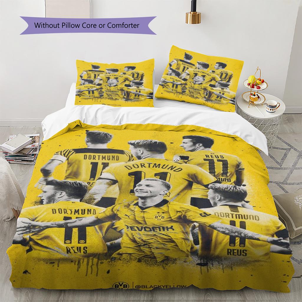 Dortmund Team Players Back View Print 3‑Pieces Duvet Cover Set Soccer Sports Bedding Bedroom Home Decor Without Pillow Core Comforter