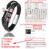 MingAo New Custom Engraved Family Name Beads Cross Bracelets Black Braided Leather Stainless Steel Bracelets for Men Fathers