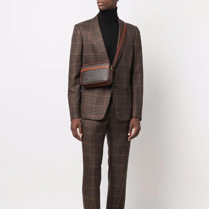 SAINT LAURENT LE MONOGRAMME Leather Canvas Bag, One Shoulder Handbag, Crossbody Bag Regular Men's Chestnut/Brown 669957-2UY2W-2166