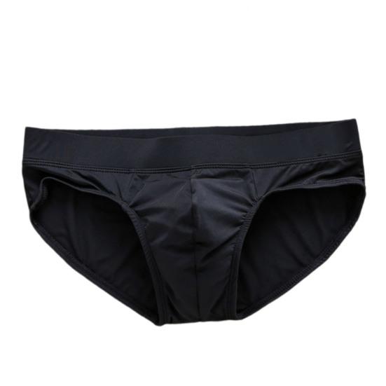 Men Briefs Letter Print 3D U Convex Design Panties Low-rise Milk Silk Wide