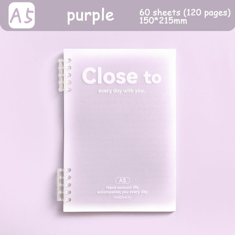 Simple Stationery A5/B5 Binder Notebook Horizontal Line Gradient Color Kawaii Loose-Leaf Notebook 60 Sheets PVC Cover