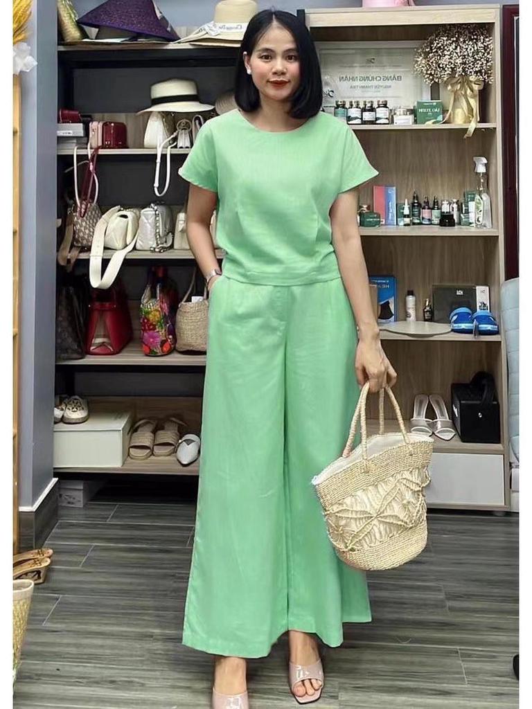 2023 International Solid Color Short-Sleeve Two-Piece Suit - Women's Elegant Commuting Outfit