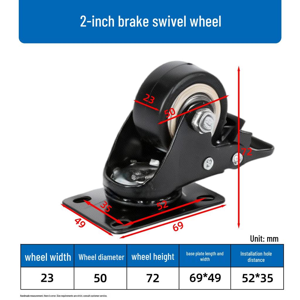 Gold Diamond Furniture Casters: 1.5-3 Inch Swivel Wheels with Threaded Stem, Brake, and Double Bearing Pulley.