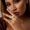 ASCOMY Gold Fidget Spinner Ring for Relieving Stress Anxiety 14K Gold Plated Dainty Adjustable CZ Four Leaf Stackable Rings for Women Every Jewelry