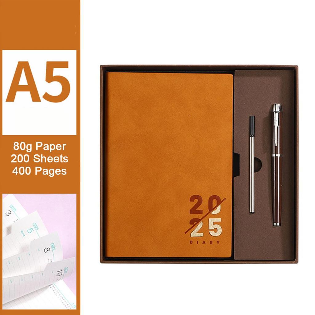 Кожаный деловой план на 2025 год формата А5, ежедневник для студентов, дневник учета на 365 дней, блокнот, памятка, 200 листов, 400 страниц