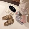 Med Shoes женские тапочки уличные шлепанцы Pantofle флок платформа меховые шлепанцы 2024 плоские плюшевые осенние ткани Рим обувь дом
