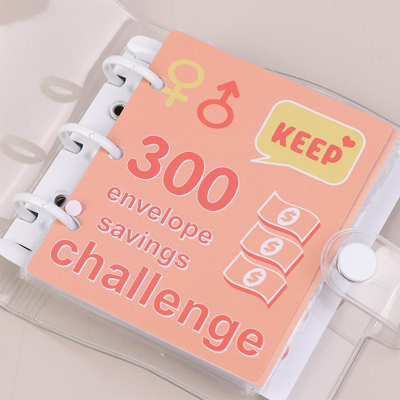 Mini Binder Money Saving Binder $150/300/500/1000 Savings Challenge Binder Envelope Savings Notebook Cash Budget Storage Book
