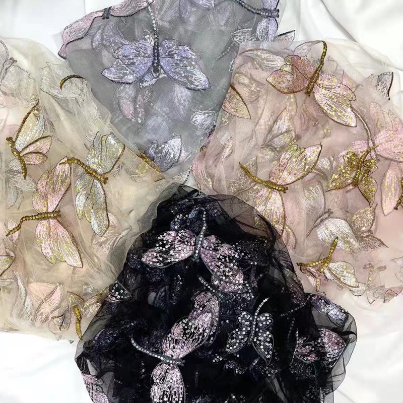 W1,5 м * 90 см, сетка с блестками, золотая стрекоза, вышитая одежда, кружевная ткань, юбка «сделай сам», женская одежда, ткань, ткань с вышивкой