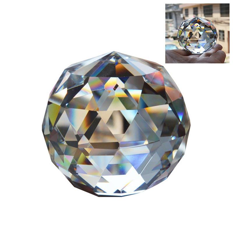 Crystal Cut Clear Sphere 50mm Faceted Gazing Ball Prisms Suncatcher Home Decor