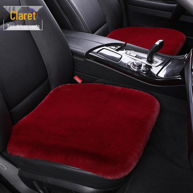 Комплект плюшевых зимних подушек для автомобильных сидений: Нескользящий, утолщенный мех кролика, универсальная посадка