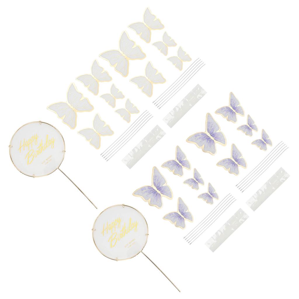 3 Sets Cake Insert 3D Color Cake Insert Card Cupcake Topper Birthday Wedding Par