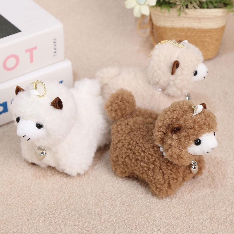 Ram Plush Hanging Pendant Soft Fluffy with Bow Tie Cozy Touch Dual Use Key Holder Bag Decor for Women