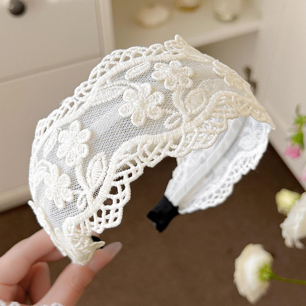 Sweet French Lace Headband Non Slip Hair Accessories Vintage Wash Face Hair Band  For Women Girls