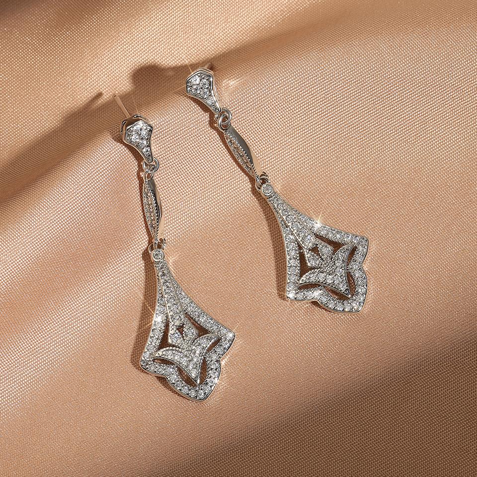 ZAKOL New Gold Color Super Shining Zircon Dangle Earrings for Women Shining CZ Luxury Bridal Wedding Party Zircon