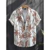 Summer Men's Soft Hawaiian Shirt with Vibrant Jungle Leaf & ExotiFlower Prints Lapel Button Tops Oversized Unisex Clothing